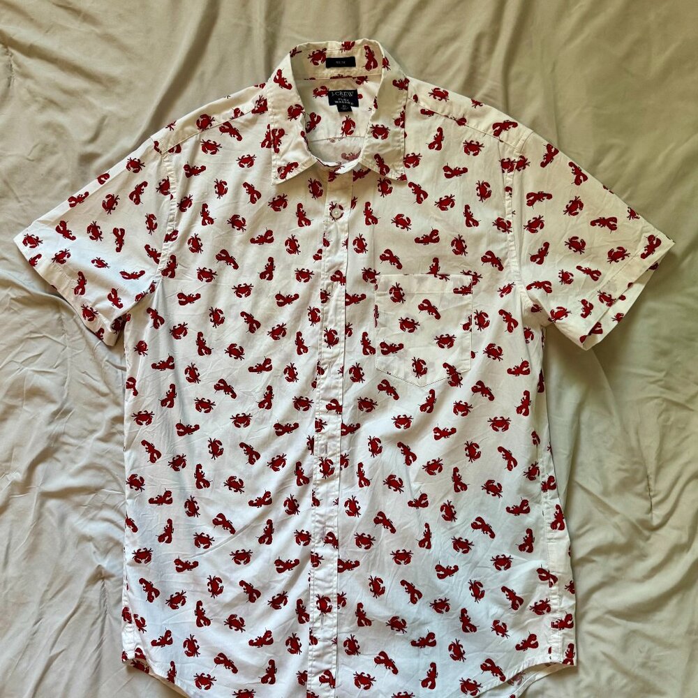 J. Crew Slim Fit Sleeve Flex Wash Short Sleeve Button Down Shirt, Size Medium